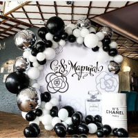 98pcs Chrome Sliver Black White Latex Balloons Garland Kit 4D Foil Ballon Arch Birthday Wedding Baby Shower Party Decor