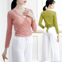 □✻ Long-Sleeved Straps Modern Classical Ethnic Body Training Cardigan Art Test Net Gauze Top Adult Dance Practice Clothing Female