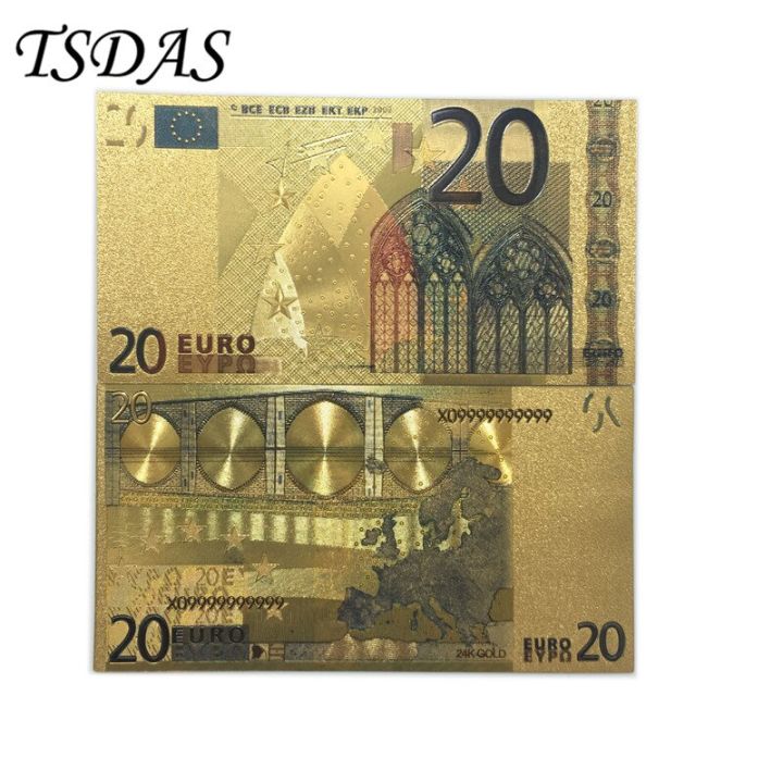 ธนบัตรทองคำบริสุทธิ์20ยูโร24k-สีสันสดใสสะสมนวัตกรรมเงินยูโรสำหรับเป็นของขวัญ