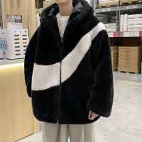 Lamb Coat Men Plus ขนาด4XL 2022ฤดูหนาวใหม่เกาหลีแนวโน้มหลวมผ้าฝ้าย Ins สไตล์ Hooded Cardigan แฟชั่นแจ็คเก็ตเย็บสำหรับชาย