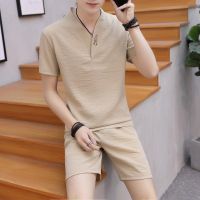 【Hot Sale】 silk quick-drying thin casual suit men 2021 summer sports short-sleeved set with handsome clothes