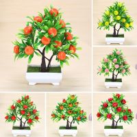 Artificial Fruits Lemon Apple Orange Simulated Bonsai Home Decoration Potted Plant Living Room Ornament Fake Tree Plants Artificial Flowers  Plants