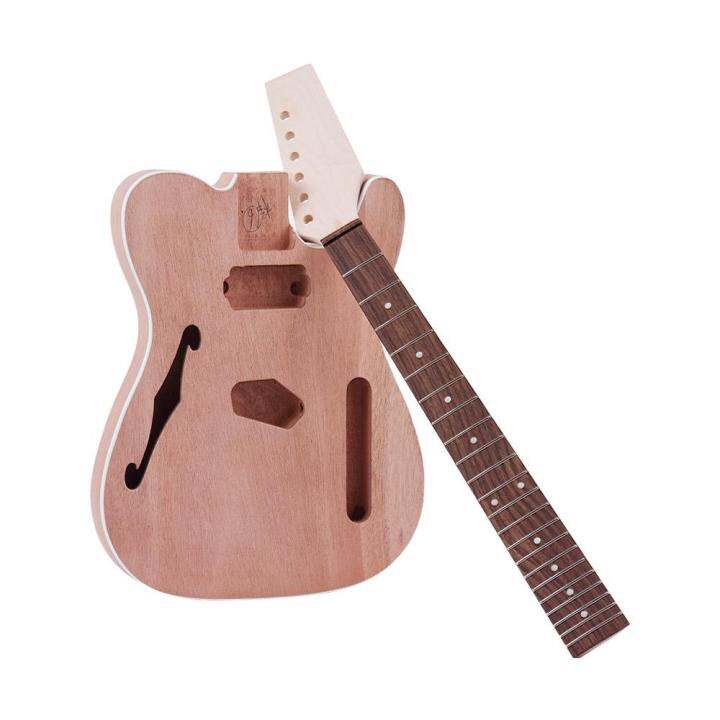 Muslady Tl Tele Style Unfinished Electric Guitar Diy Kit Mahogany Body With F Soundhole Maple 8338