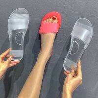 pean and large size 41-42 outer sls and slippers women 21 summer new one-shaped pvc flat bea sls