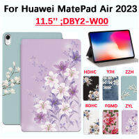 Huawei MatePad Air 11.5นิ้ว2023ใหม่ฝาครอบป้องกันแท็บเล็ตดอกไม้บาน Huawei MatePad Air 11.5 2023 DBY2-W00คุณภาพสูงพับฝาเป็นฐาน PU ปกหนังใช้ได้กับ Huawei Matepad Air 11.5เคส