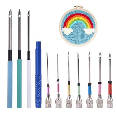 10 Pcs/Set Embroidery Stitching Punch Needle with Storage Bottle Crochet Knitting Needle Art Handmaking DIY Sewing Tool Needlework