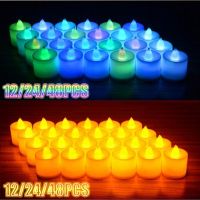 6/48 Pcs Flameless LED Candles Tea Light Creative Lamp Battery Powered Home Wedding Birthday Party Decoration Lighting Dropship