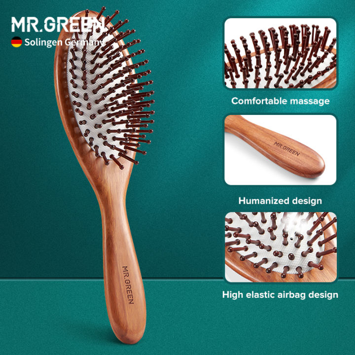  Hair Brush Nature Wooden Anti-Static Detangle Brush Hair Scalp  Massage Comb Air Cushion Styling Tools for Women Men 