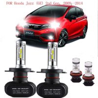 ชุดไฟหน้า ไฟตัดหมอก COB LED Hi/Lo 6000K สีขาว สําหรับ Honda Jazz (GE) 2nd Gen 2009 -2014 4 ชิ้น 2PCS