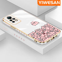 YIWESAN เคสสำหรับ Infinix Note 11 Pro Note 11S Note 12i 2022 Note 12 G96 Note 12 VIP เคสหมูลายการ์ตูนสีชมพูใหม่กรอบสี่เหลี่ยมพื้นผิวชุบพื้นผิวเคสซิลิกาเจลนิ่มกันกระแทกเคสมือถือฝาครอบป้องกันเลนส์กล้องถ่ายรูปทั้งหมด