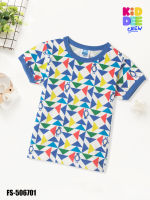 KiddeeCrew เสื้อสีครีมลายสามเหลี่ยม Cream-colored shirt with triangle pattern เหมาะสำหรับอายุ 3-12 ปี