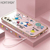 Hontinga เคสโทรศัพท์สำหรับ Realme C3,เคสโทรศัพท์ทรงสี่เหลี่ยมเคลือบโครเมี่ยมหรูหราทำจาก TPU นิ่มป้องกันกล้องป้องกันเคสยางสำหรับเด็กผู้ชาย