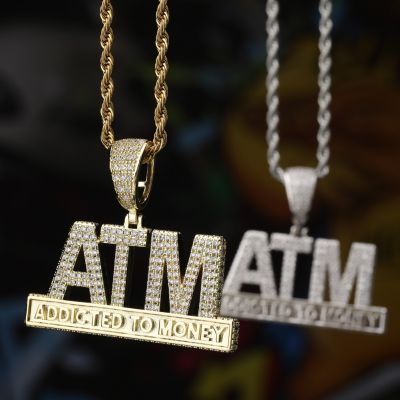 [COD] ATM addicted to money personalized hip-hop pendant European and zircon necklace