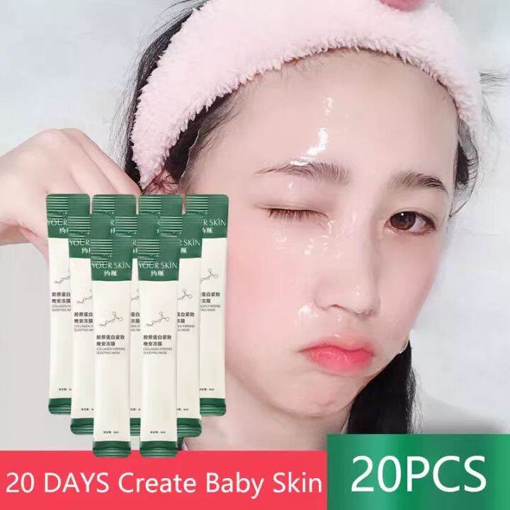 20pcs Collagen Jelly Sleeping Mask night Firming Mask Antiwrinkle