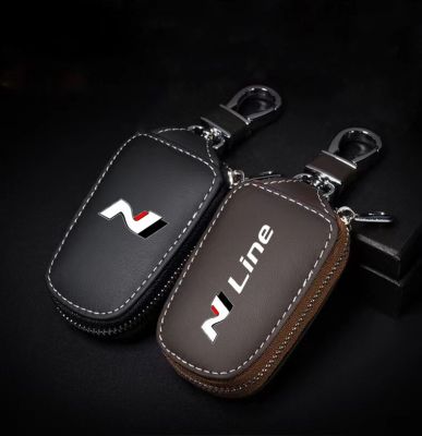 Leather Car Key Case Folding Remote Control Protect Cover For Hyundai I30 2021 Sonata Elantra Veloster Kona Tucson N Line