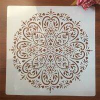 50*50ซม.ขนาดใหญ่MandalaรอบXXL DIY Layering Stencilsภาพฝาผนังสมุดภาพสีลายนูนอัลบั้มตกแต่งแม่แบบ