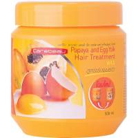 Carebeau Hair Treatment Wax Papaya &amp; Egg Yolk 500ml แคร์บิว แฮร์ ทรีทเม้น แว็กซ์ สูตร มะละกอ ไข่แดง (1 กระปุก)