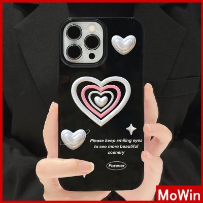 ▬⊕◇ Mowin - เข้ากันได้สำหรับ เคสไอโฟน เคสไอโฟน11 เคส สำหรับ iPhone 14 สีดำเงา เคสอ่อนกันกระแทกป้องกันกล้องน่ารักสีชมพู รักหัวใจ