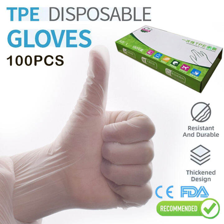 TPE Disposable Gloves 100pcs.food grade Restaurant Kitchen BBQ Fruit Vegetable Processing