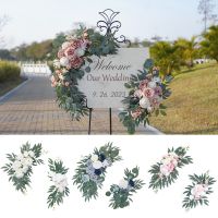 hotx【DT】 Yannew Artificial Wedding Arch Flowers Boho Dusty Eucalyptus Garland Drapes for Decorations Sign