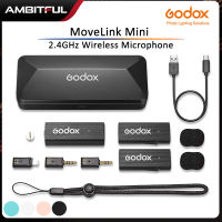 Godox MoveLink Mini LT UC ไมโครโฟนไร้สาย2.4หนีบไมโครโฟนเครื่องส่งสัญญาณ GHz สำหรับกล้องสมาร์ทโฟน iPhone Type-C