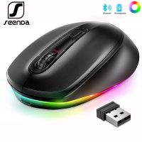 ZZOOI SeenDa Bluetooth Wireless Mouse Rechargeable 2.4G LED Backlit Gaming Mouse 2400DPI Computer Mouse for PC Gamer Laptop iPad