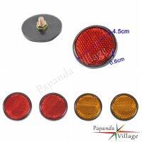 Papanda New Plastic 2pcs Red Yellow Circular Round Reflective Safety Universal Motorcycle Warning Plate Reflector Dirt Bikes