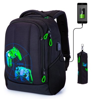 【LZ】❈❅  Bolsa de escola ortopédica para meninos estudantes mochilas carregamento USB Packbag multifuncional alta qualidade adolescentes