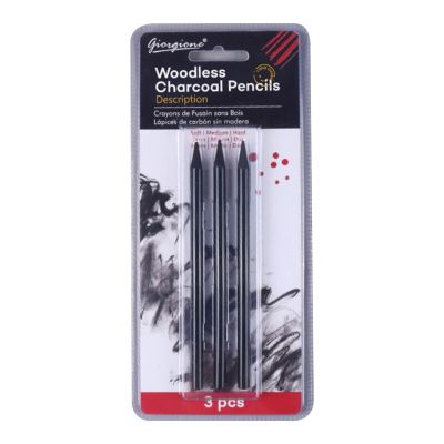 Durable Woodless Graphite Charcoal Pencil for Kid Beginners Art Student 3/6 Set