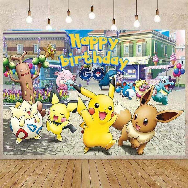 Crianças Aniversário Festa Backdrop Pokemon Tema Decoração Pikachu  Fotografia Fundo Pocket Monster Evento Wall Photo Banner - AliExpress