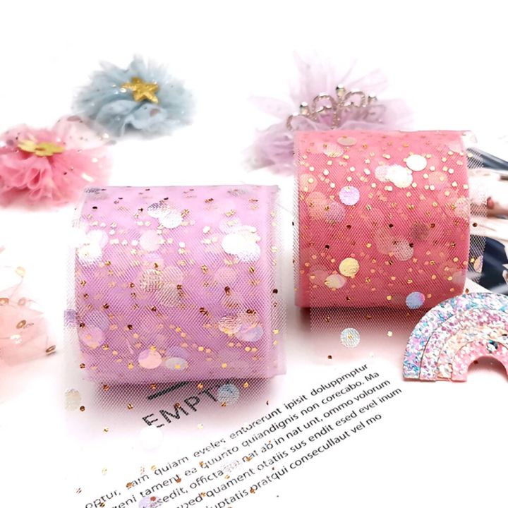 6cm-25yards-dotted-tulle-ribbon-rolls-golden-iridescent-sequin-printed-organza-net-fabric-film-for-diy-handmade-hairbows-flowers-gift-wrapping-bags