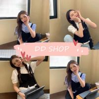 DD SHOPพร้อมส่ง K321 เสื้อไหมพรมคอปกแขนสั้น เย็บติดกันน่ารักเกาหลีสุดๆ -C