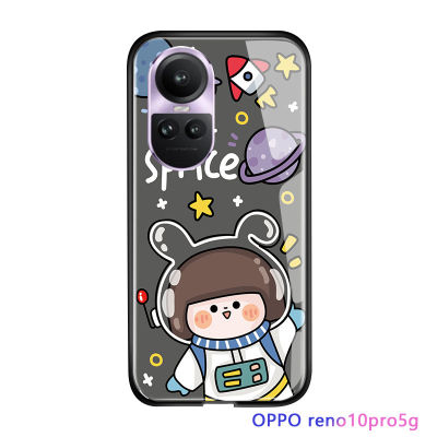 Serpens เคสสำหรับ OPPO Reno10 Pro 5G สุดหรูลายการ์ตูนหมีขาวแมวนาซ่ากาแล็คซี่กระจกนิรภัยมันวาวด้านหลังขอบนุ่มเคสใส่โทรศัพท์ฝาครอบ