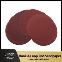 ▪✲ 10x Red Color Sandpaper - 5Inch 125MM Sanding Discs Hook loop PSA/Adhesive 60-2000 Grits for Polishing Grinding