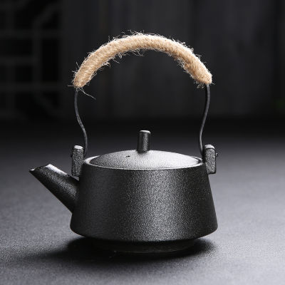 Ceramic Tea Pot Samovar Black Thick Ceramic Tea Set Xi Shi Pot Simple Household Single Pot Handle Tea Handle Pot Teapot H015