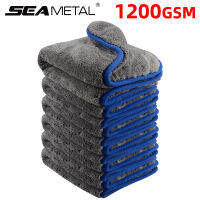 SEAMETAL 40x40เซนติเมตรล้างรถไมโครไฟเบอร์ผ้าขนหนู1200GSM การดูดซึมซุปเปอร์รถทำความสะอาดผ้าอบแห้ง Hemming ผ้าขนหนู Detailing ดูแลยาจก