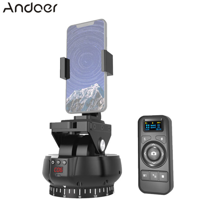 Andoer Yt1200มอเตอร์กระทะเอียงหัว2แกนหัว Panoramic 360 ° การหมุน Panoramic  ขาตั้งกล้อง100M Wireless รีโมทคอนโทรล9ปรับระดับได้ความเร็ว1โหลด กิโลกรัมความจุคลิปโทรศัพท์สำหรับสมาร์ทโฟนกล้องบันทึกวีดีโอสดสตรีมมิ่ง Vlog  | Lazada.Co.Th