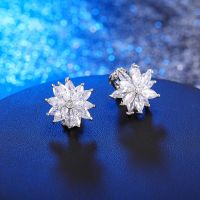 【YF】 Trendy Luxury Cubic Zircon Crystal Sun Flowers Clip On Earrings Without Piercing for Women Wedding Party Brincos oorbellen 2023