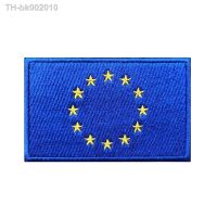 ☄❡♨ 1PC EU Flag Patches Armband Embroidered Patch Hook Loop Or Iron On Embroidery Badge Military Stripe