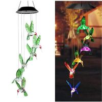 ☫ 6 Color Changing Light Beads Solar Butterfly Wind Chimes Solar Powered Led Wind Chime Transparent Chime