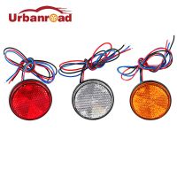 Urbanroad ตัวสะท้อนแสง Led รถจักรยานยนต์รถจักรยานยนต์24 SMD ตัวสะท้อนแสงไฟกลมข้างรถบรรทุกรถไฟสัญญาณเตือน1ชิ้นสีเหลืองสีแดง