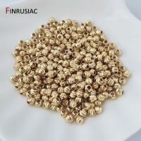 【YF】 18K Banhado a Ouro Spacer Beads Acessórios Jóias Listrado Flor de Corte Mão Beading Material 3mm 4mm