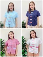 C16 เสื้อผ้าฝ้ายคอจีน สีหวานพาสเทล รุ่นขายดี