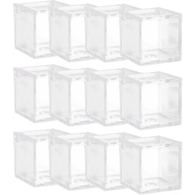 12Pcs High Transparent Food Grade Square Clamshell Box Baby Full Moon Gift Box Small Storage Box Wedding Candy Box