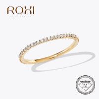 【YF】 ROXI Gold Bubble Rings For Women Round Cut Moissanite Solitaire Eternity Full Band Engagement 18K Electroplating Ring