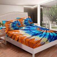 【hot】！ Tie Dye Set Boho Psychedelic Fitted Sheet Hippie Bed Breathable Gypsy Cover Room