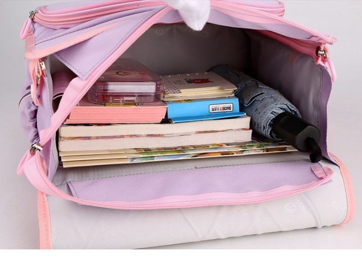 กระเป๋านักเรียนการ์ตูน2022เด็กแบบใหม่สำหรับเด็กผู้หญิงกระเป๋าเป้สะพายหลังชั้นประถมศึกษาปีที่1-3กระเป๋านักเรียนแบบมีบานพับกันน้ำ