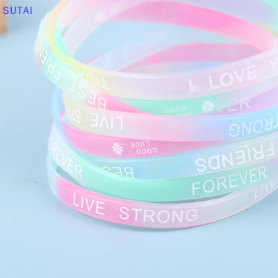 💖【Lowest price】SUTAI 10PCS Luminous Silicone Bracelet Candy-Colored Fashion Rubber Wrist Strap