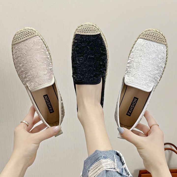 รองเท้าชาวประมงหญิง-2023-รองเท้าโลฟเฟอร์ส้นแบนแบบใหม่ฤดูใบไม้ผลิรองเท้าชั้นเดียวพื้นนิ่มใส่สบาย