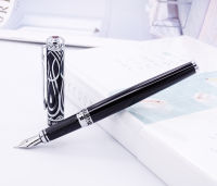 Duke Metal Noble Ruby Fude Calligraphy Fountain Pen Iridium Bent Nib , Black &amp; Silver Cap Ideal Art Office Home School Supplies